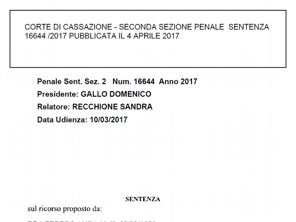 Sentenza 16644/2017